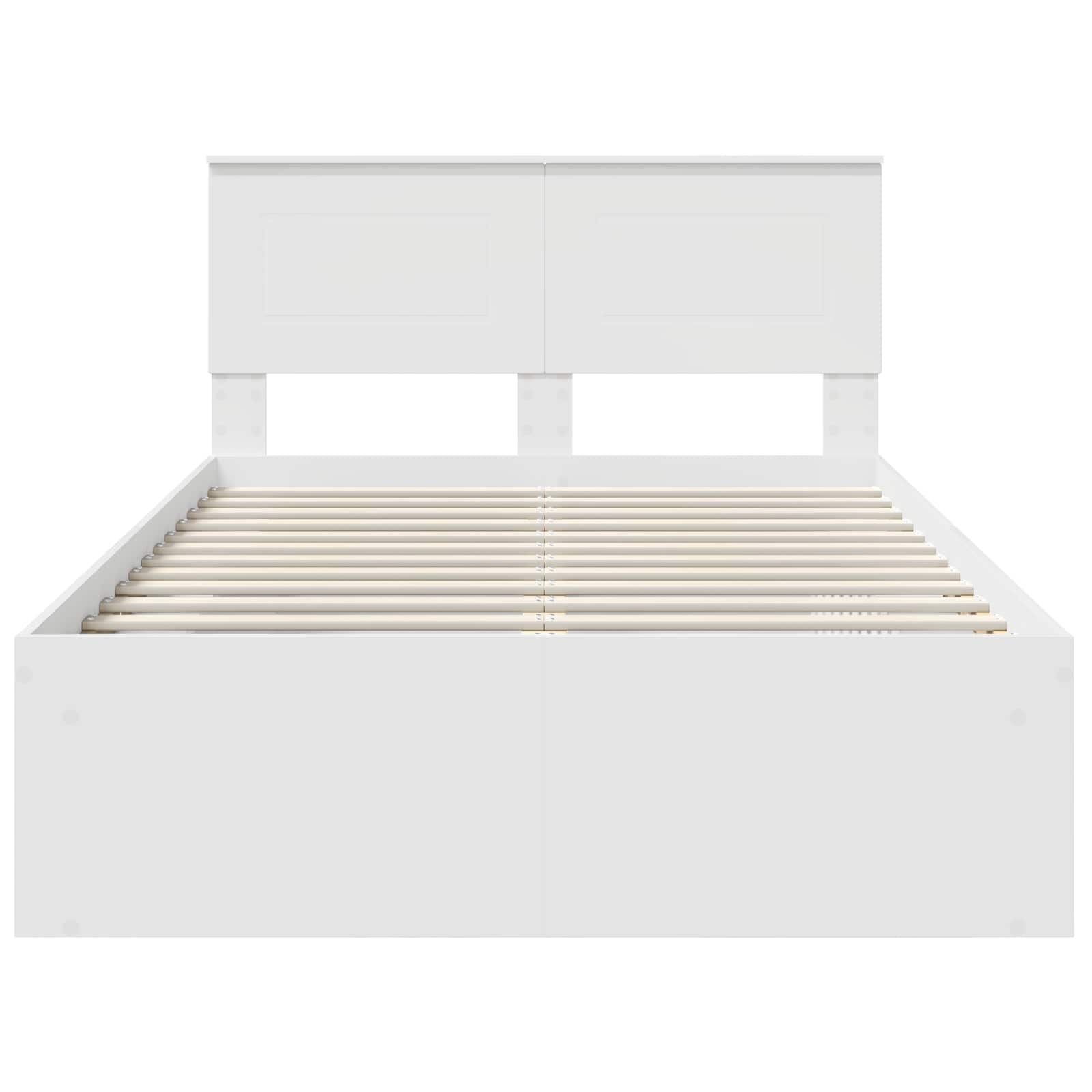 Cadre de lit blanc 120 x 190 cm panneau de bois - 7