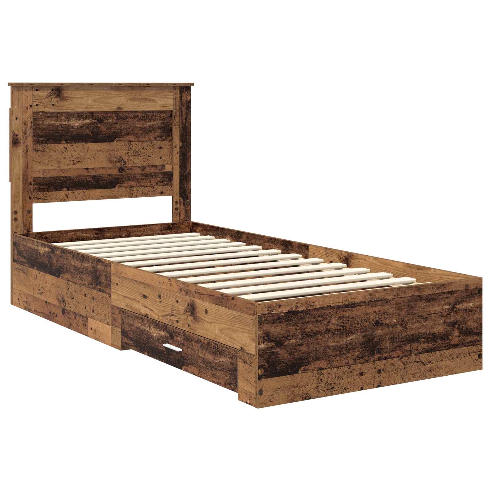 Cadre de lit chêne vieilli 90 x 200 cm en panneau de bois - 4