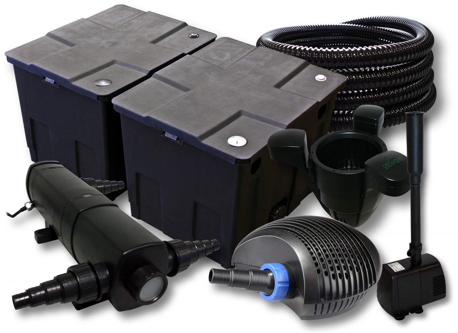 SunSun Kit complet: CBF-350B Filtre de bassin jusqu'à 60000 L, CTF-6000 ...