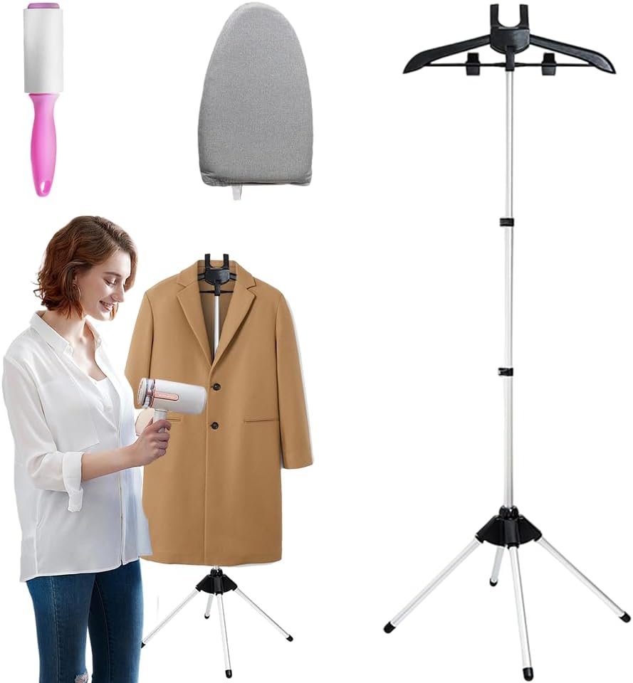Teleskopowa składana suszarka parowa, przenośna suszarka parowa, suszarka do ubrań z regulacją wysokości (czarna)