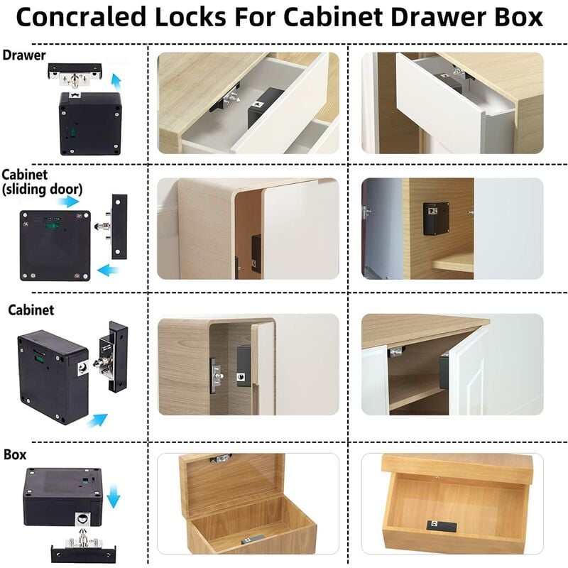 Serratura elettronica per armadietti Chiusure per armadietti per cassetti nascosti per armadietti in legno nascosti fai-da-te - 3