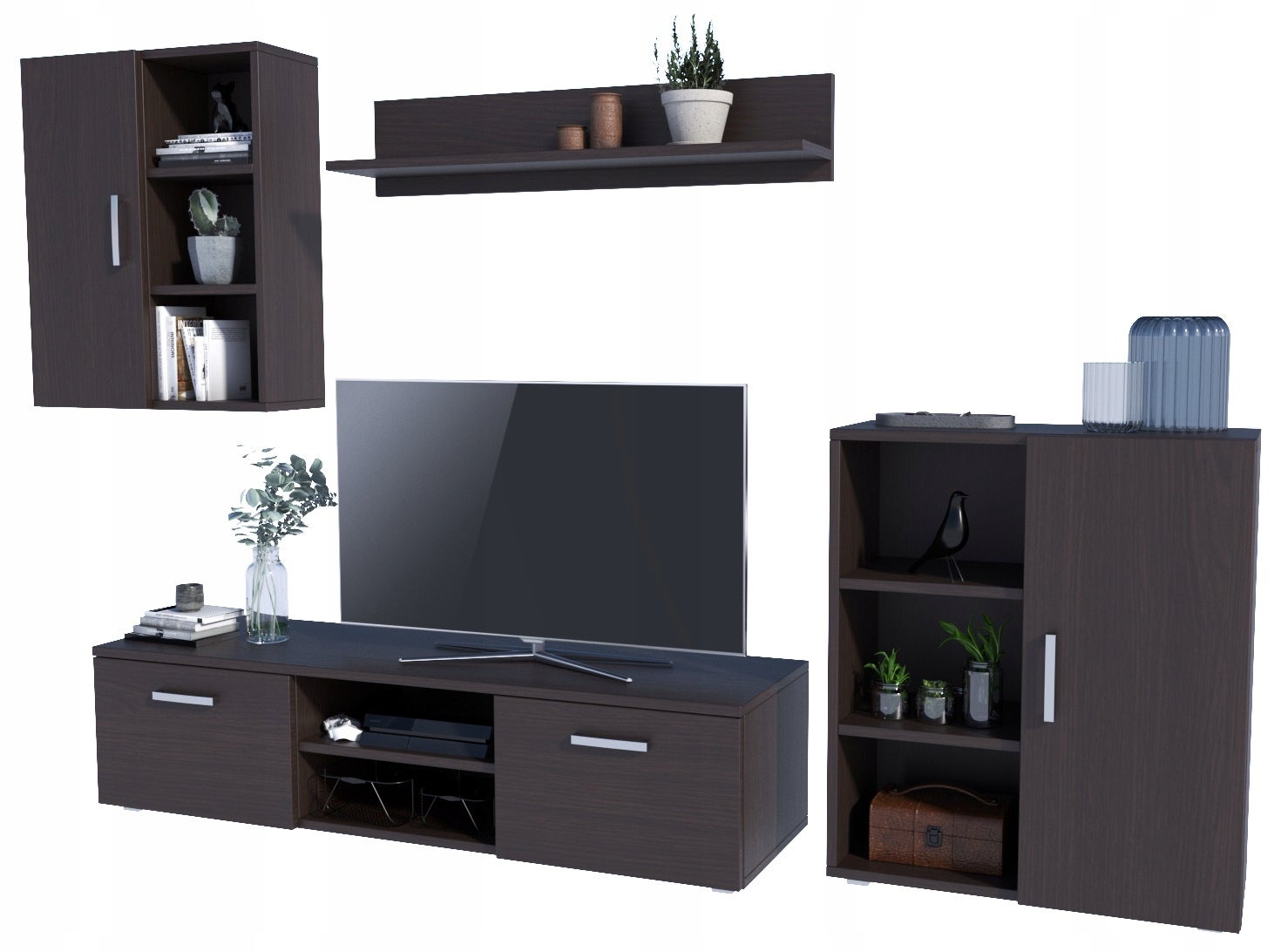Meblościanka DEDAL wenge rtv komoda półka szafka - 5