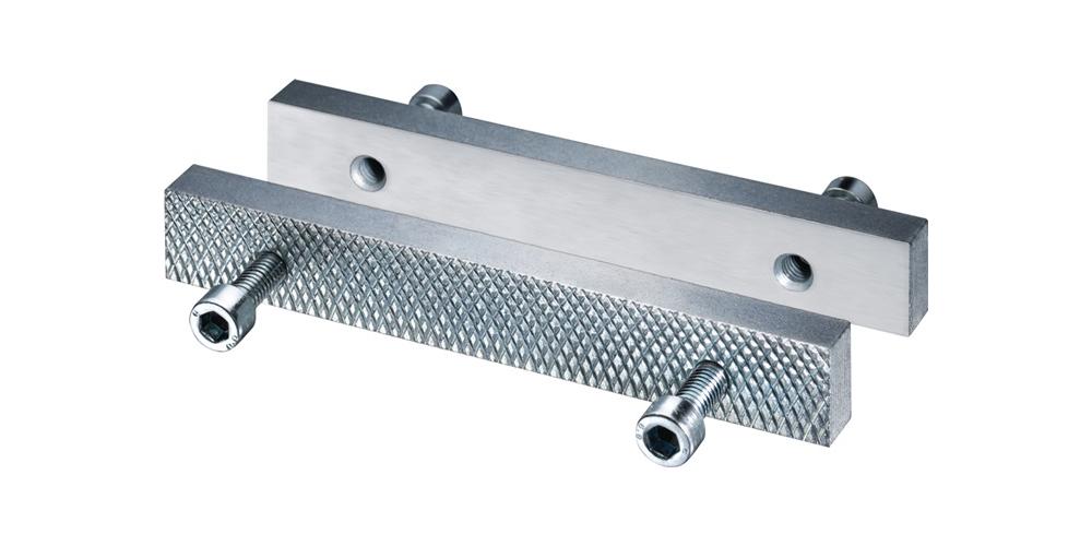 ganasce intercambiabili, in acciaio temprato, zincato – curve e intercambiabili, con un lato a coste e un lato liscio, adatto per morsa, 140 mm - 3