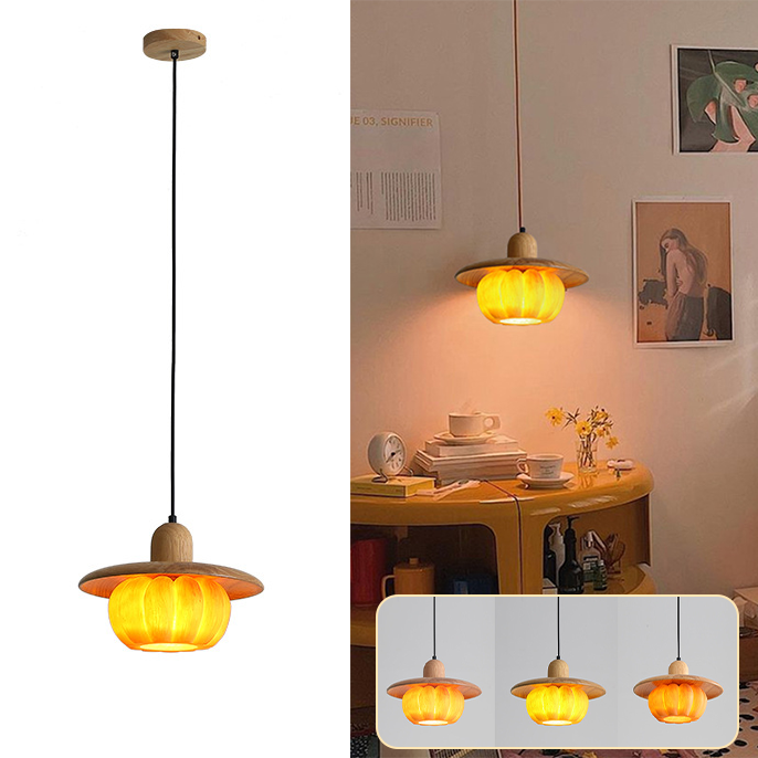 Mały żyrandol o średnicy cm Lampa wisząca Plafon Zawieszenie z abażurem w kształcie dyni z żywicy regulowane temperatury barwowe K K