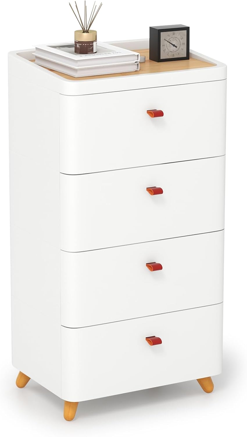 Commode à 4 Tiroirs, Meuble de Rangement Moderne avec Plateau ...