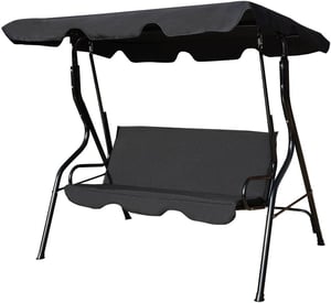 Balancelle de jardin balançoire jardin 3 places avec toit imperméable 170 x 110 x 153 cm (noir)