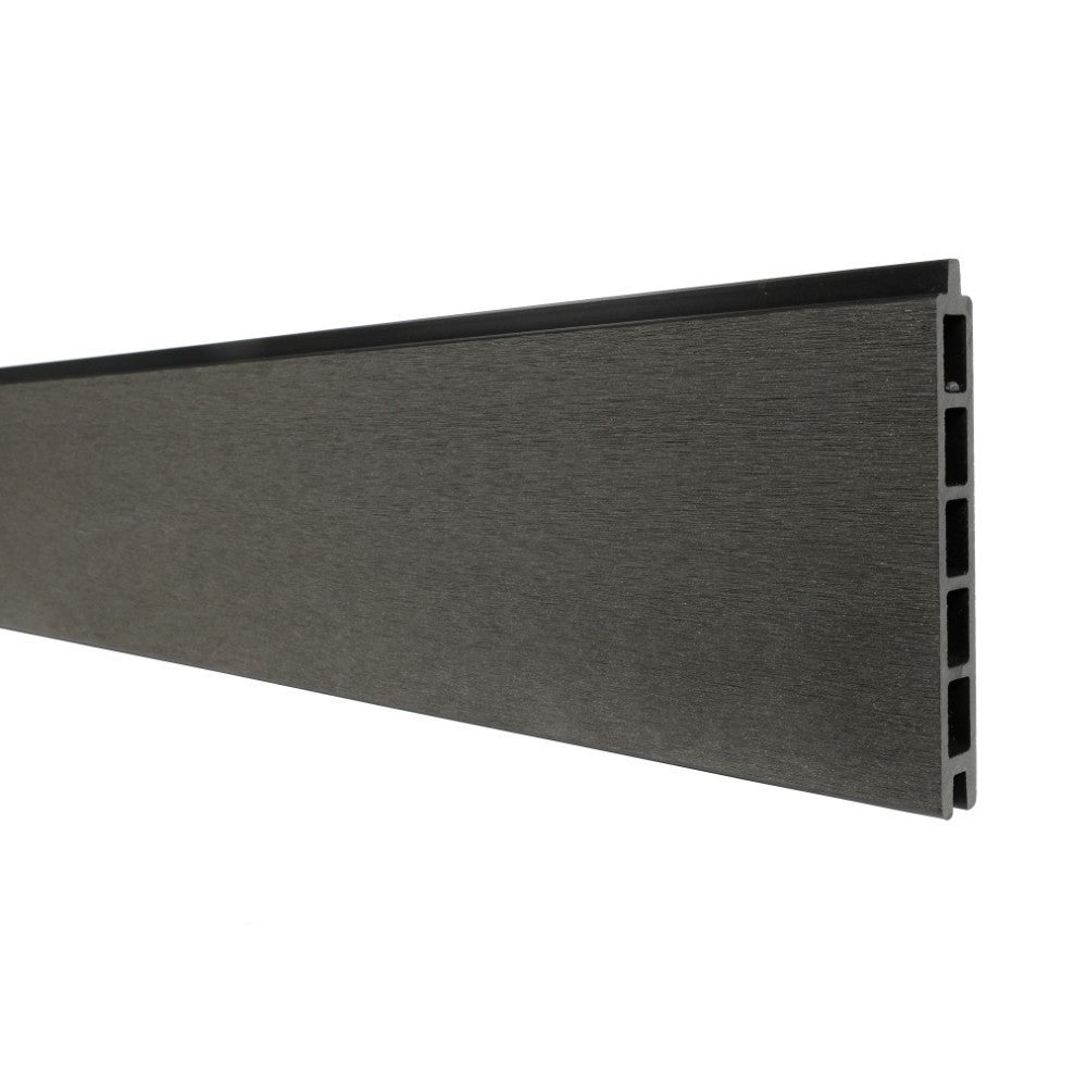 Kit Clôture Composite sur Muret RIO Anthracite 11x1,2m - Bois composite & Aluminium - Poteaux sur Platines Gris - Brise vue - 4