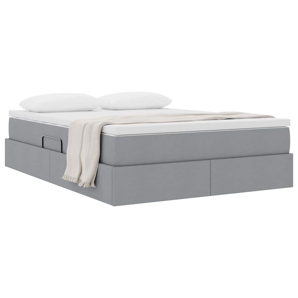 Lit avec rangement et matelas gris clair 140 x 190 cm polyester - 3