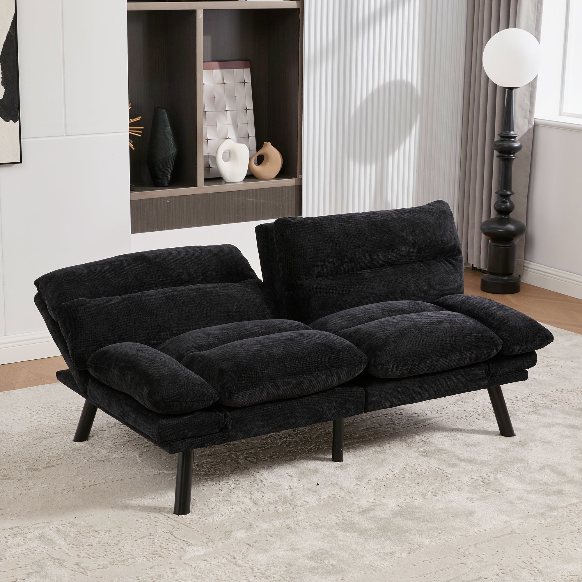 Canapé convertible avec dossier réglable - 2 places - tissu bouclette - Vert | Leroy Merlin Canapé convertible avec dossier réglable - 2 places - tissu bouclette - Vert | Leroy Merlin