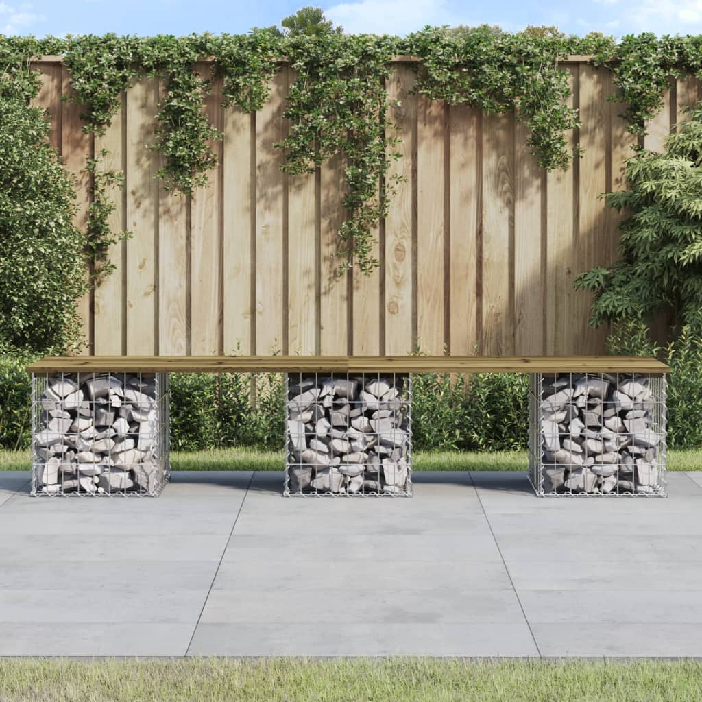 Panca da Giardino Design Gabbione 103x70x65 cm Pino Impregnato