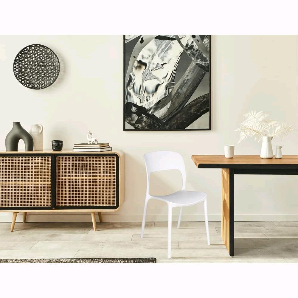 Set 4 Sedie Impilabili in polipropilene 83x56x46 cm Colore GRIGIO CHIARO Design Moderno - 3