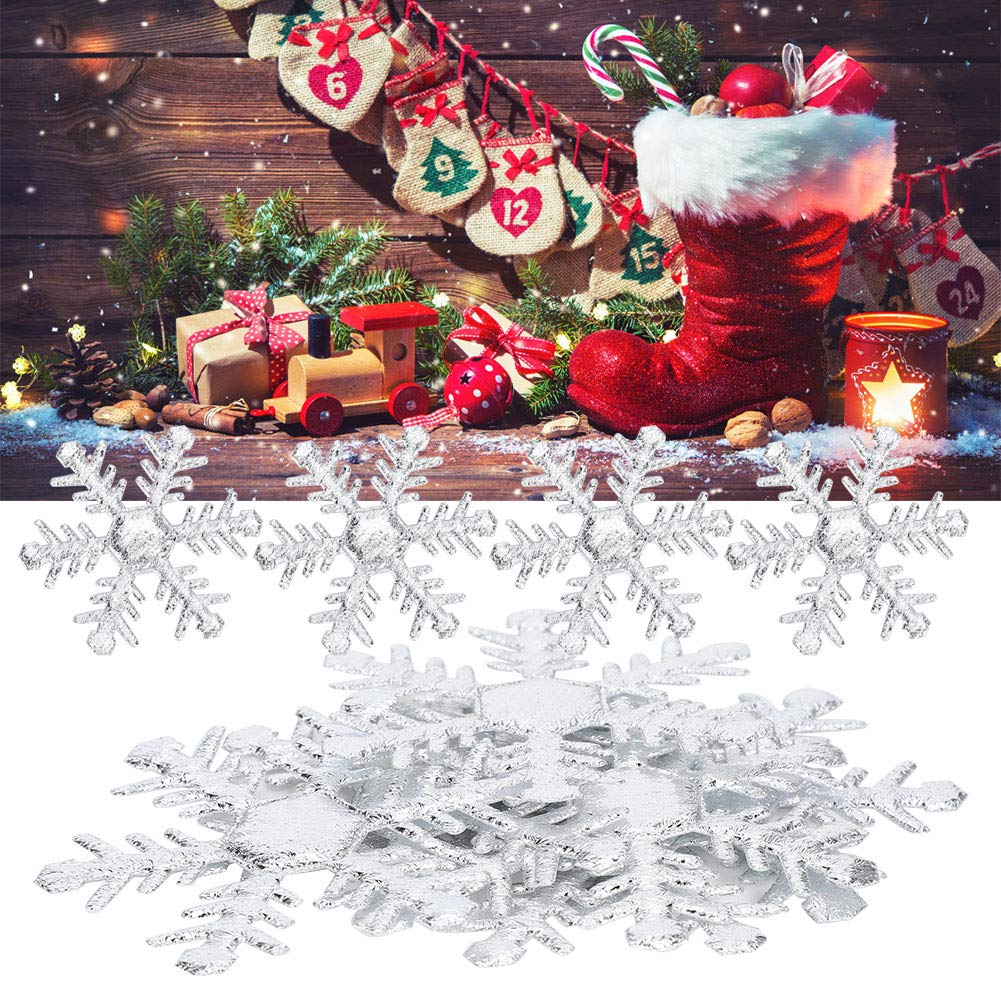LUYANFX Lot De 270 Mini Flocons De Neige Décoratifs Blancs à Paillettes Pour Bricolage, Scrapbooking, Décoration De Noël, Fête D'hiver, Argentés