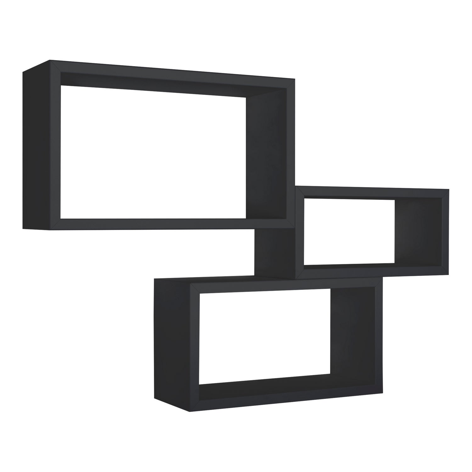 Ensemble de 3 étagères murales, bibliothèque flottante, étagère murale, noir, 45 x 27 x 15,5 cm, 40 x 22 x 15,5 cm et 35 x 17 x 15,5 cm - Triptyque - 5