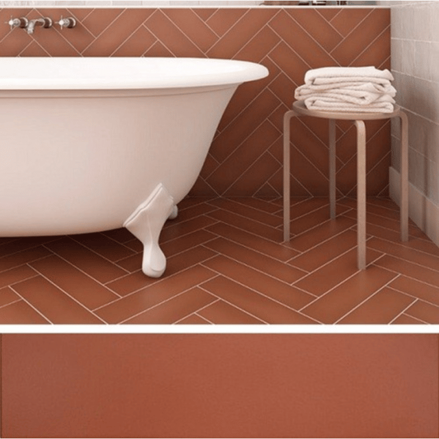 Carrelage sol / mur pose baton rompu chevron uni orange mate STROMBOLI CANYON(vendu par boite de 0.65m2)