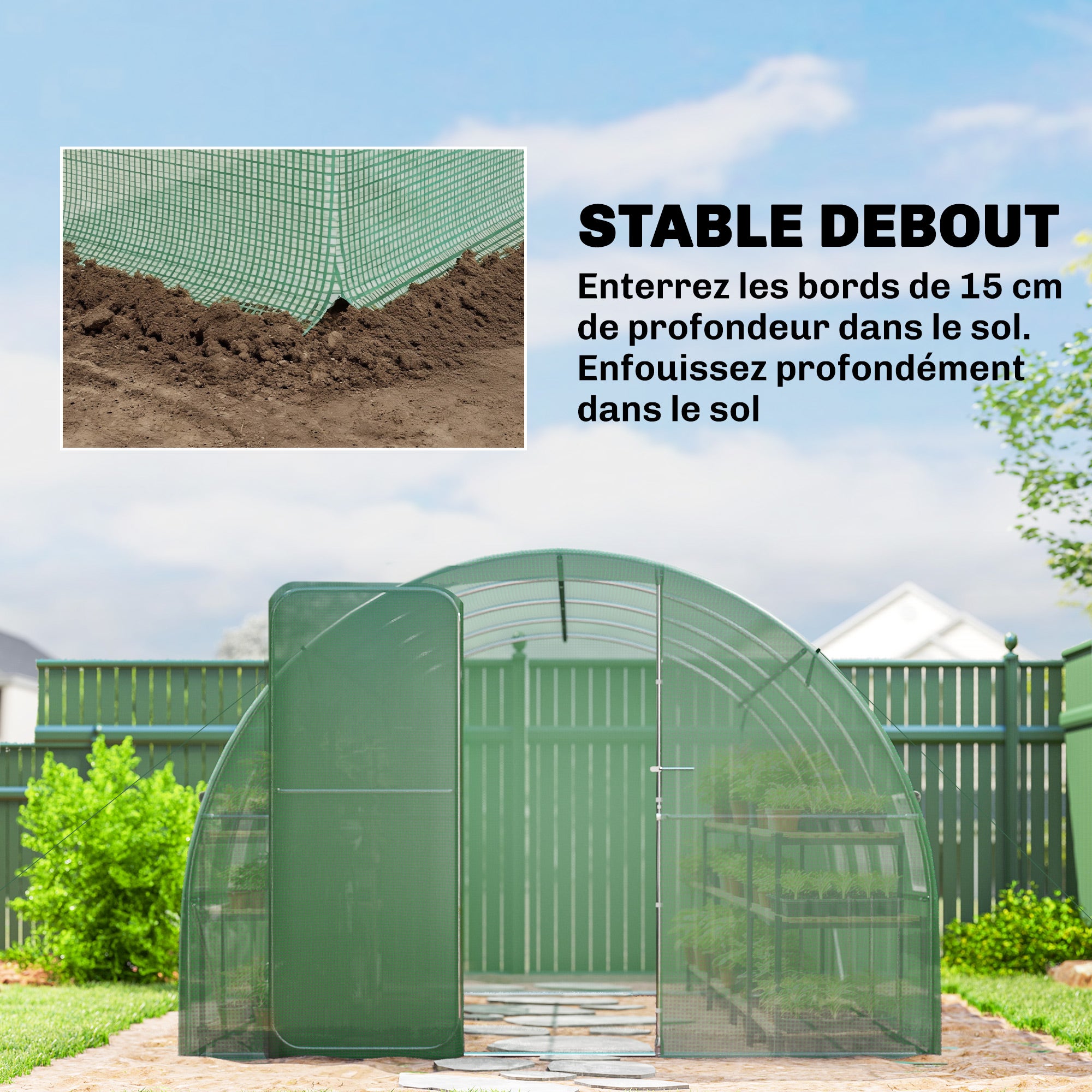 Serre tunnel de jardin PE Outsunny - 8
