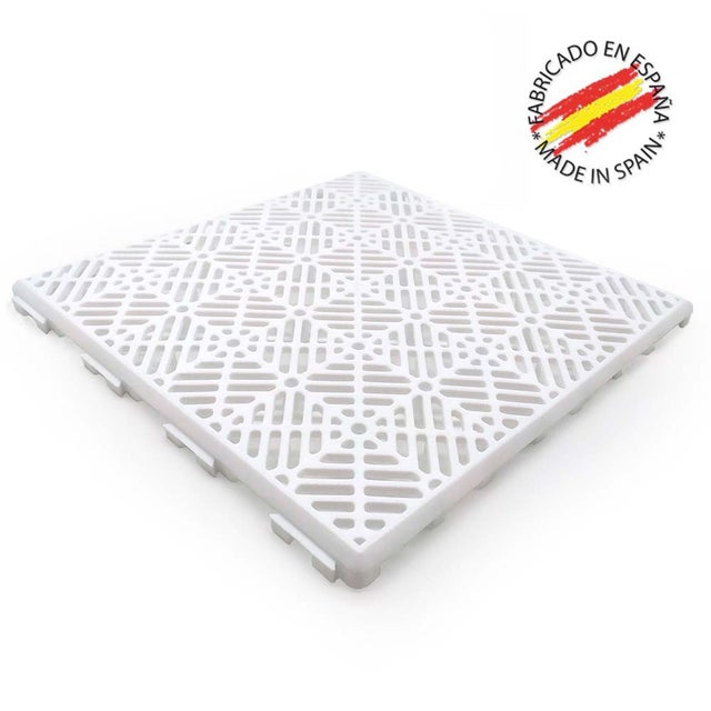 Dalle Blanc ventilée en polypropylène 30x30x1,5cm - Pour sols de piscine, terrasses, sols flottants, gazon artificiel, chenils