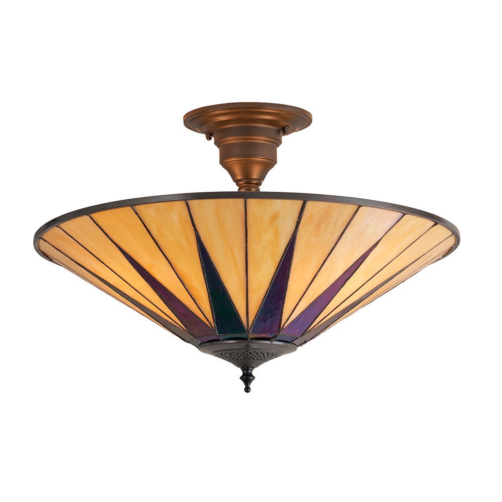 Lampa sufitowa witrażowa DARK STAR brązowa 3xE27x40W szkło wym:31,5x49x49cm IP20 Tiffany
