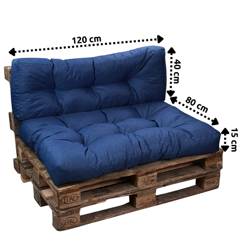 Coussins palette lot en polyester BANANAIR 120x80x15 cm bleu - 2