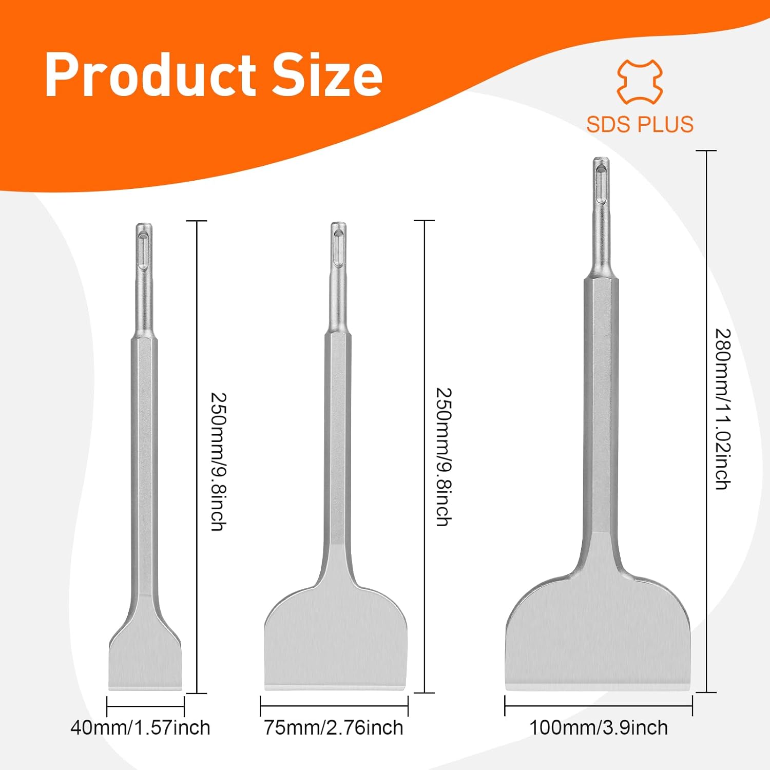 CCLIFE Scalpello SDS plus, Scalpelli per Piastrelle Scalpelli per Rimuovere di Calcestruzzo Muratura, Scalpello a Spatola per Trapano a Percussione