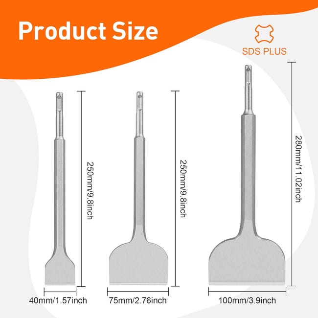 CCLIFE Scalpello SDS plus, Scalpelli per Piastrelle Scalpelli per Rimuovere di Calcestruzzo Muratura, Scalpello a Spatola per Trapano a Percussione CCLIFE Scalpello SDS plus, Scalpelli per Piastrelle Scalpelli per Rimuovere di Calcestruzzo Muratura, Scalpello a Spatola per Trapano a Percussione