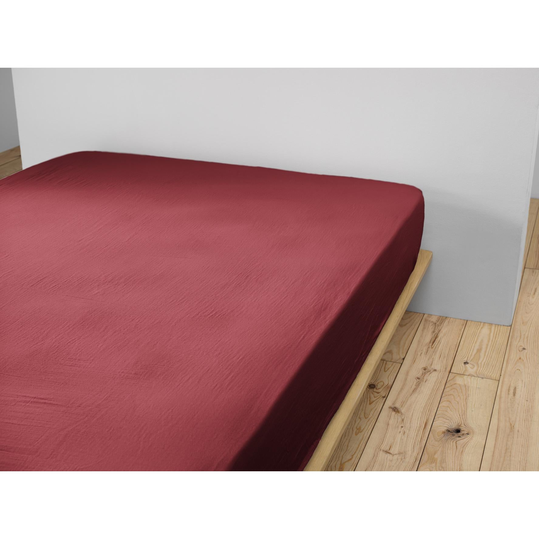 Drap-housse 160 x 200 cm – Double Gaze de Coton 125 g/m² – Gaïa – Bordeaux - 2
