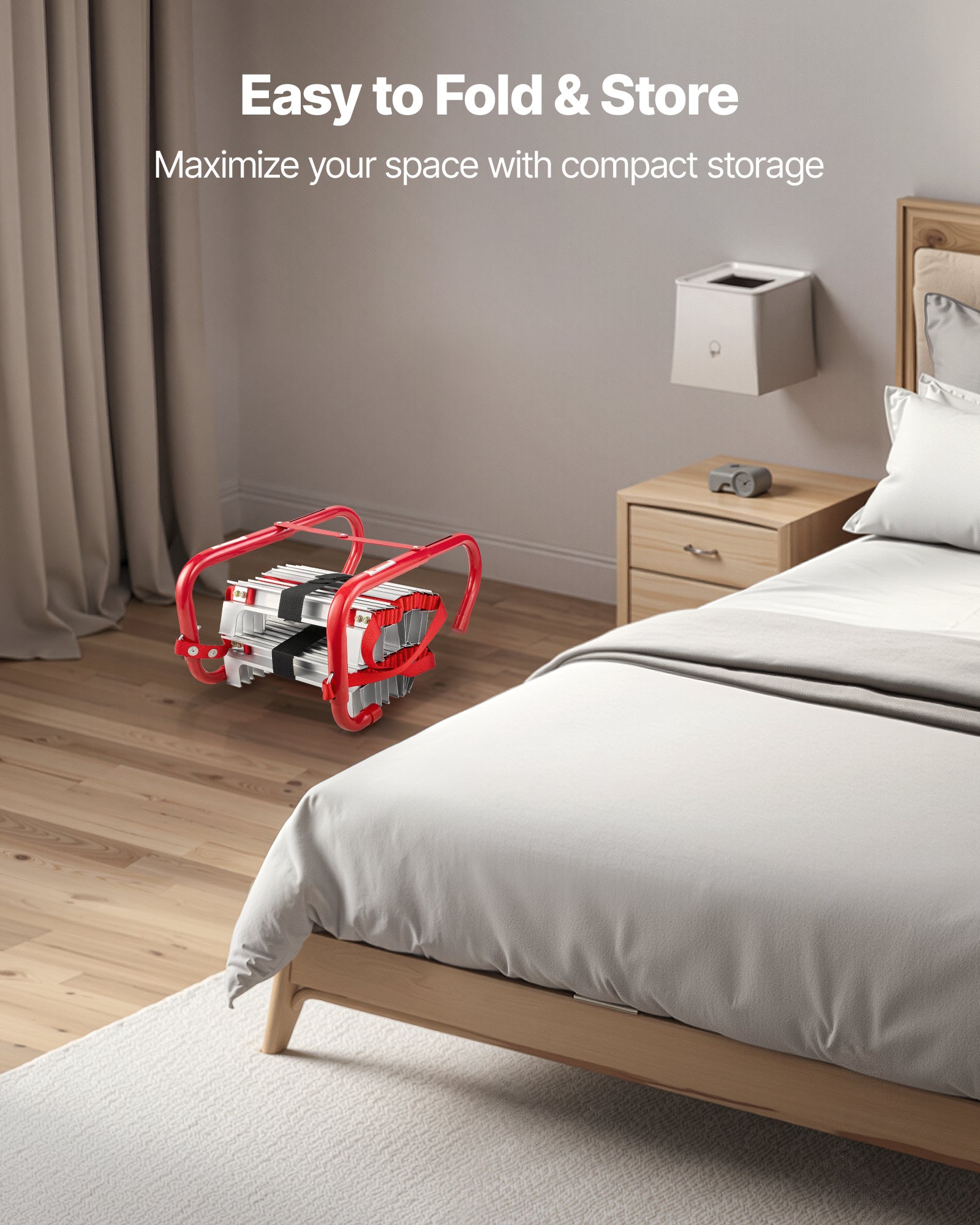 Échelle de Corde VEVOR 15,2 m, Échelle de Secours Incendie Rétractable 5 à 6 Étages en Alliage Aluminium, Capacité de Charge 453,6 kg, avec Sangle - 6