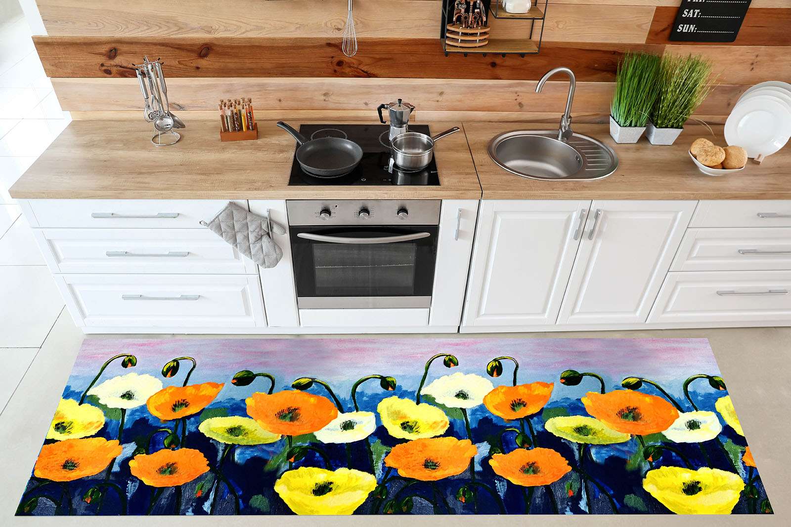 Tapis De Cuisine Rectangulaire Jaune 52x80 Cm – 100% Made In Italy, Antidérapant, Lavable, Couleur Unie Élégante Par PETTI Artigiani Italiani