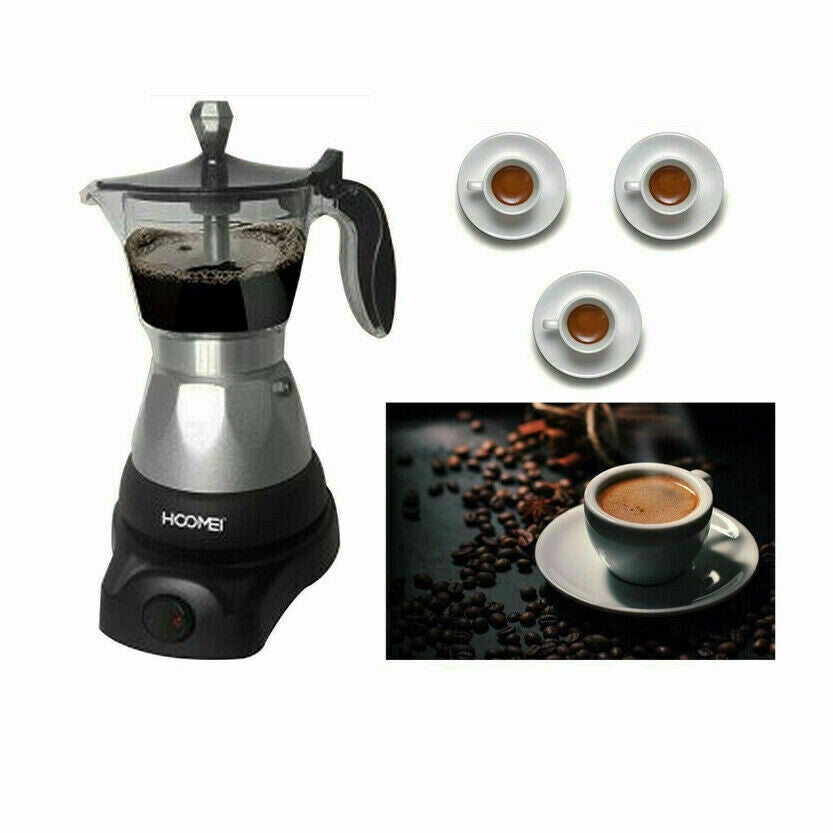 LAOION Caffettiera Elettrica Portatile 6 Tazze 300 Ml | Moka Cubana Con Base Rimovibile E Spegnimento Automatico - 3