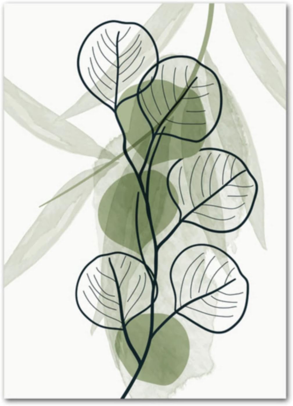 Lot de 3 posters de qualité supérieure - Motif feuilles vertes abstraites - Peinture sur toile - Impression murale Sans cadre - 40 x 50 - 4