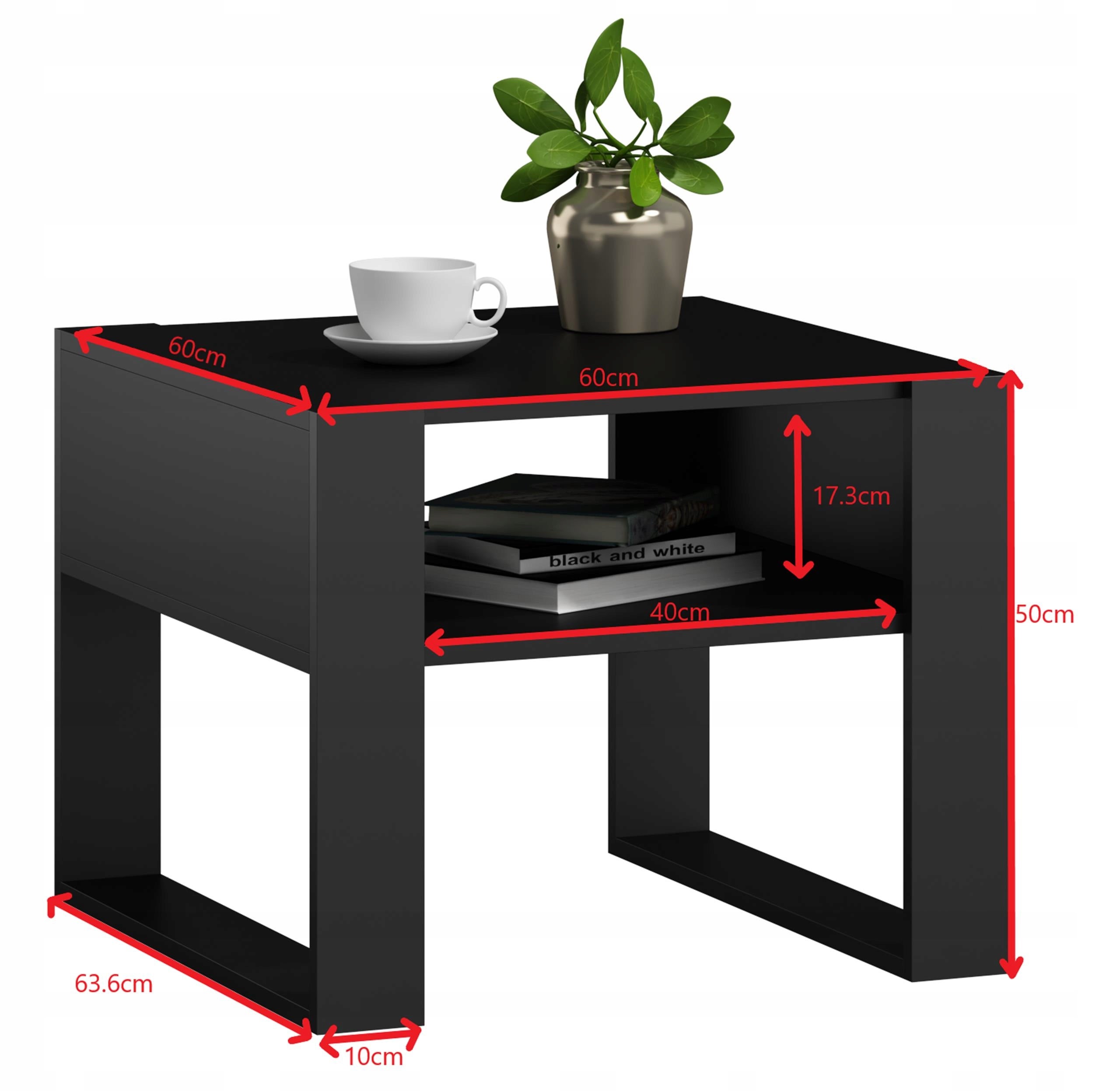 Ława stolik kawowy KAJA KWADRAT czarna loft retro - 2