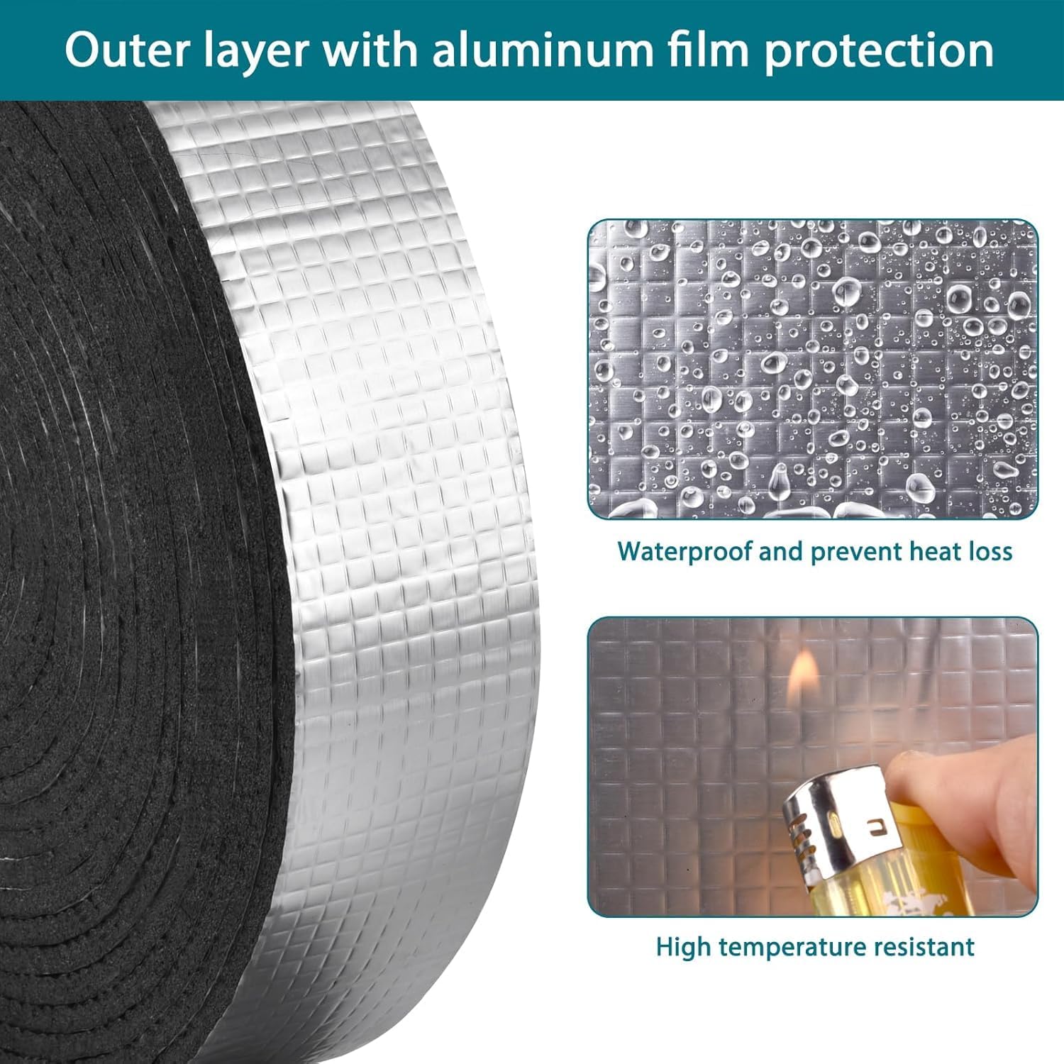 (1 rolo) Tubo de espuma isolante autoadesivo de 5 cm x 10 m para tubulações de aquecimento, manta de isolamento térmico para proteção contra geadas no - 3