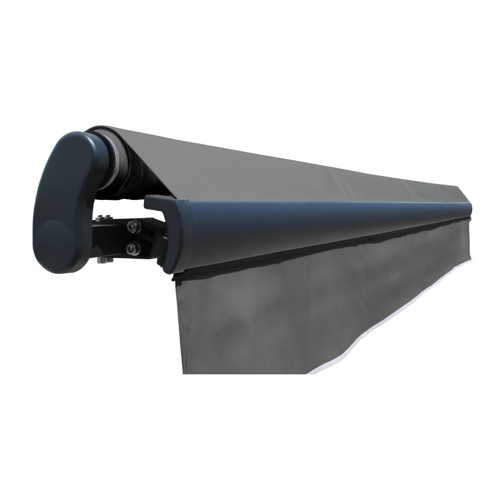 Store banne Monobloc EASY 4x3m - Armature Gris Anthracite - Toile Gris Anthracite - Manœuvre manuelle par treuil - 5