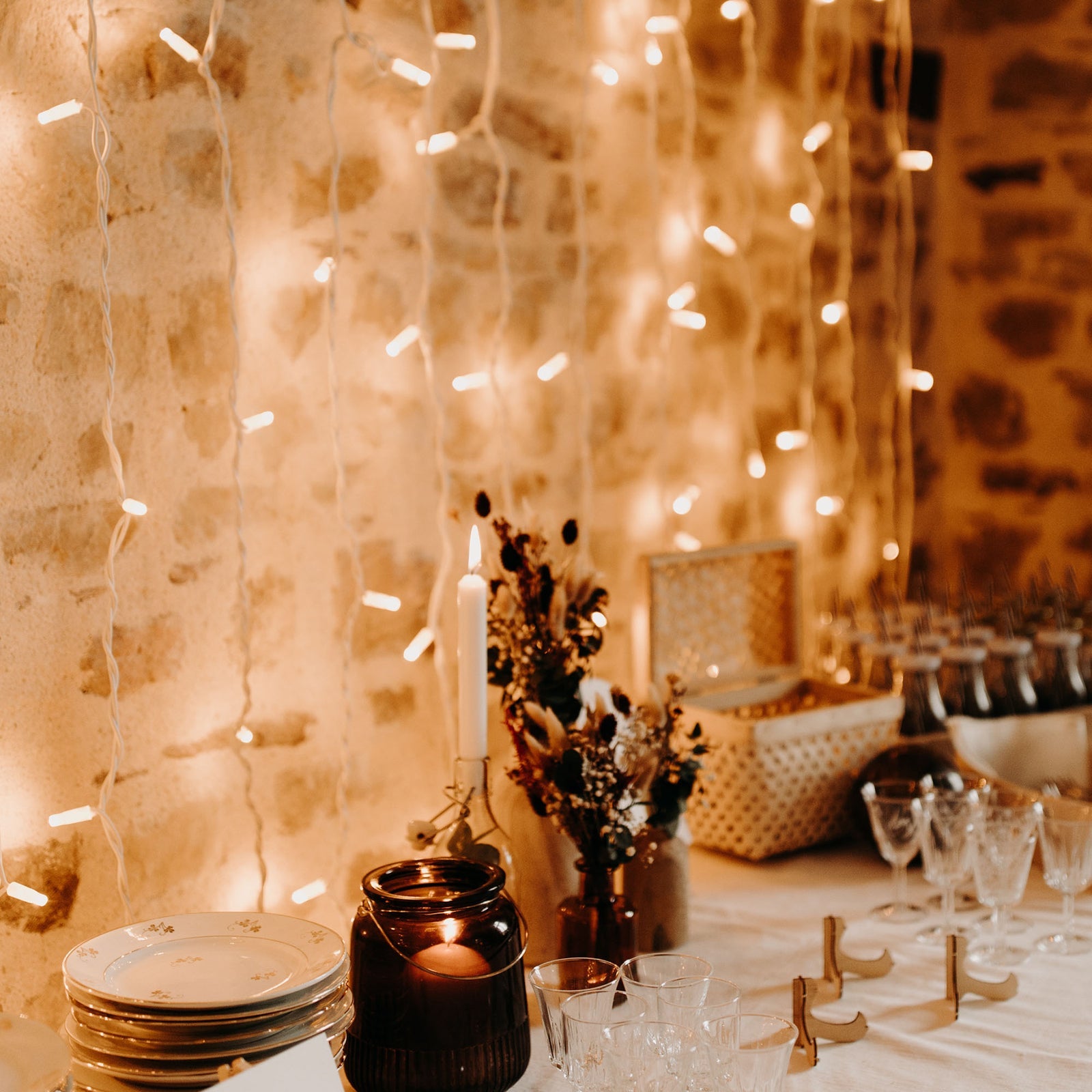 Rideau lumineux blanc chaud L2xH2m 105 LED prolongeable int/ext - 2