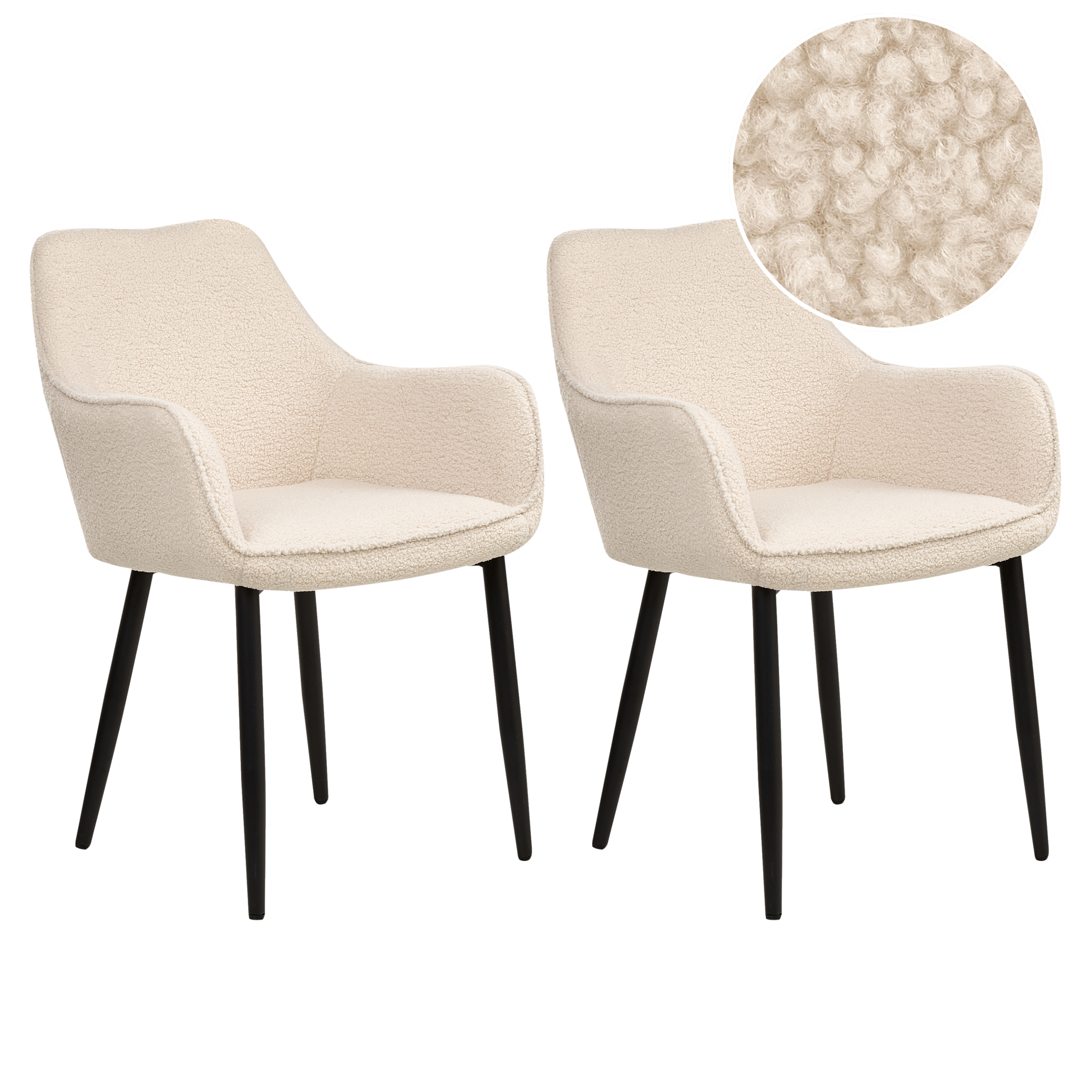 Beliani Conjunto De 2 Sillas De Comedor Alden Bouclé Beige/Claro , Leroy Merlin