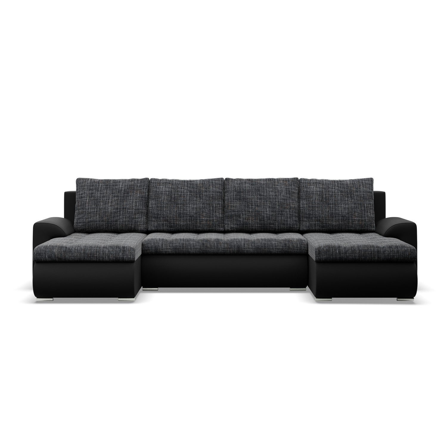 Canapé D'angle Réversible En Tissu Noir Nubio 282x170x91 Cm – Avec Coffre Et Fonction Lit - Canapé