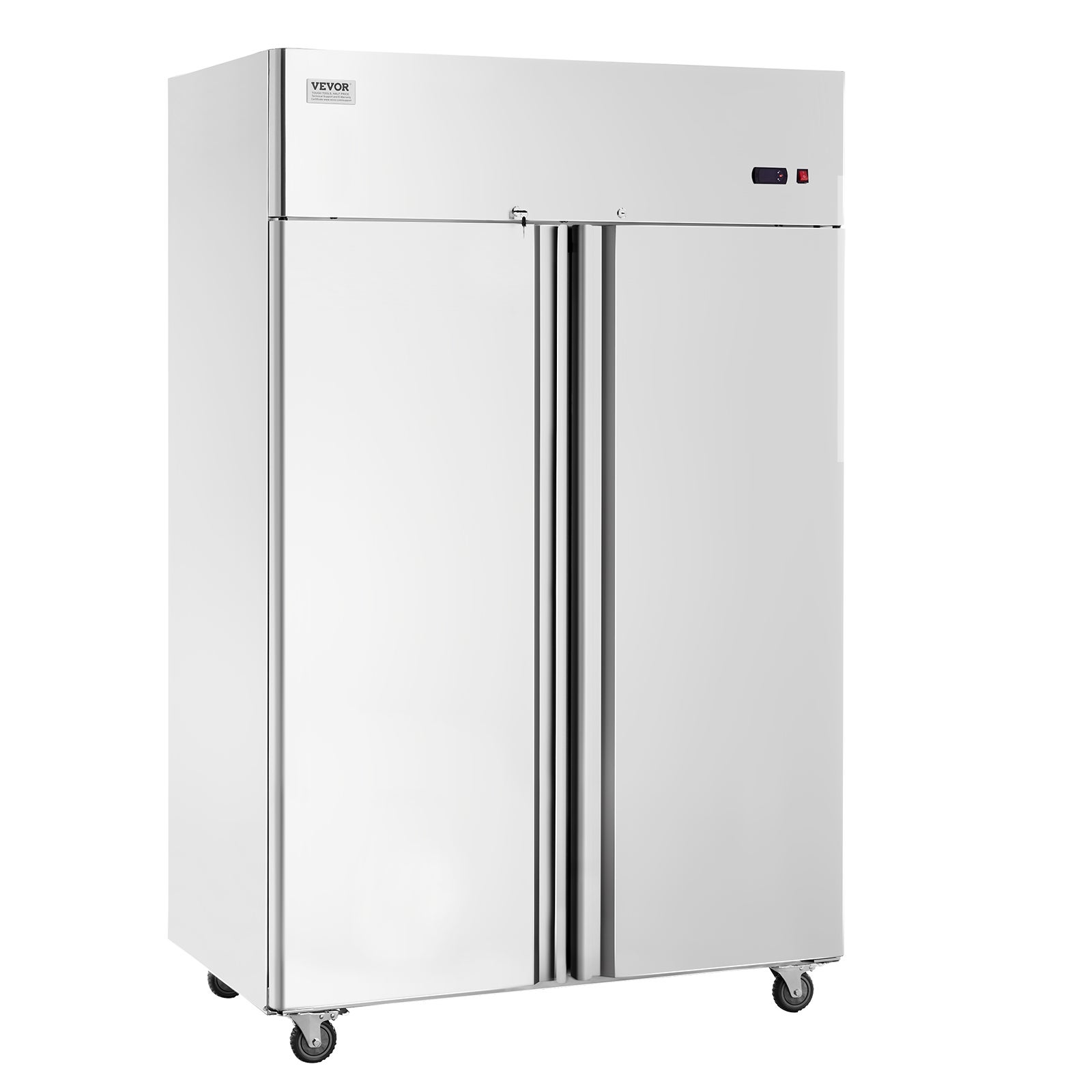 Lodówka komercyjna 1100 L, 2 drzwi, lodówka ze stali nierdzewnej z automatycznym rozmrażaniem, 6 półek, regulacja temperatury od -2 do + 8 °C i VEVOR