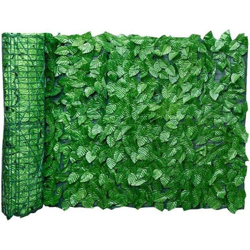 Panneau de clôture - Feuille artificielle - 300x50 cm - Vert - Protection jardin - 7