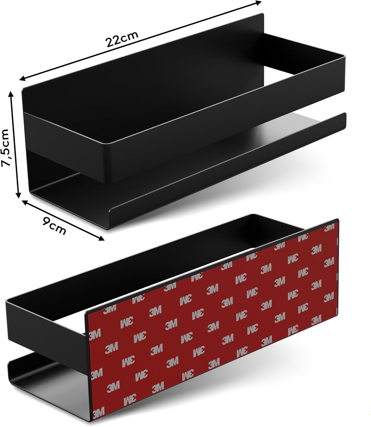 Estante de ducha, sin necesidad de taladrar, de acero inoxidable S304 sólido (negro) - 2