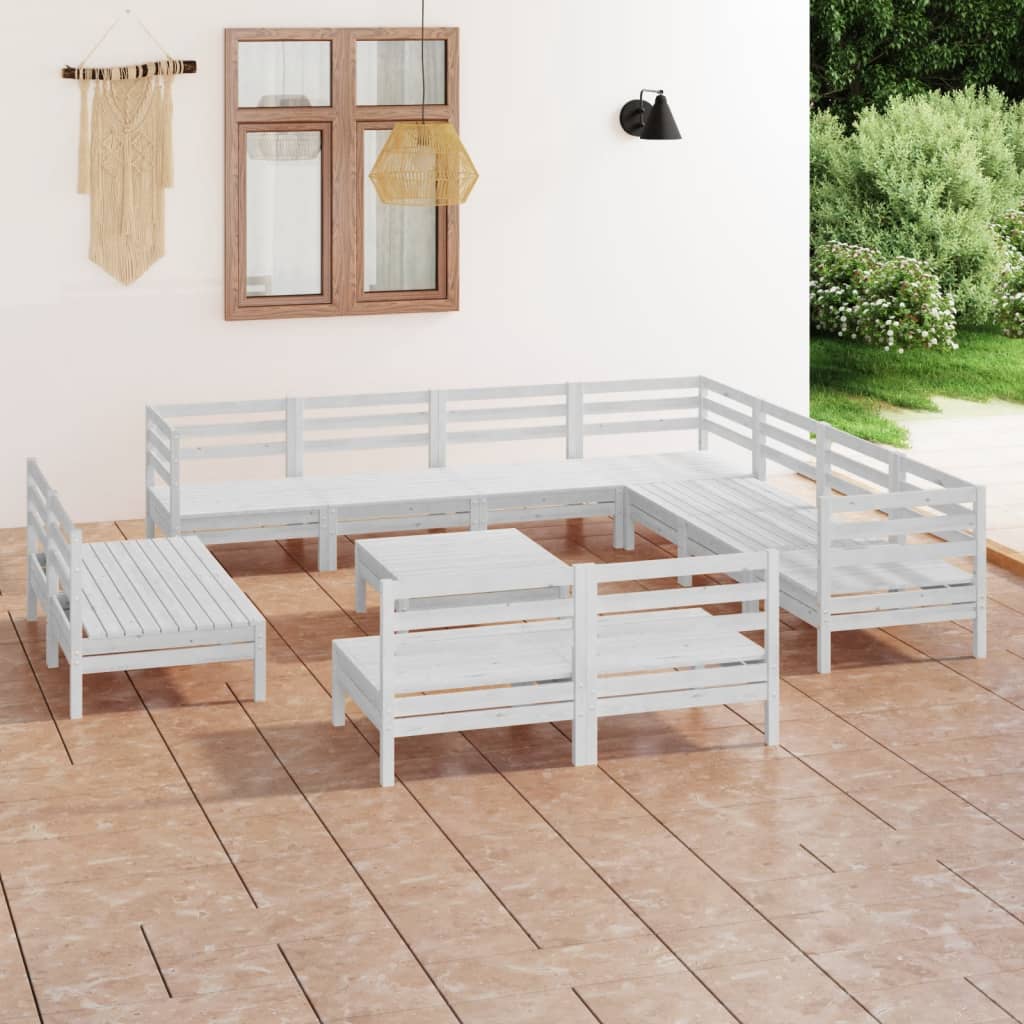 Zestaw mebli ogrodowych vidaXL z litego drewna sosnowego biały paletowy design 12 szt.