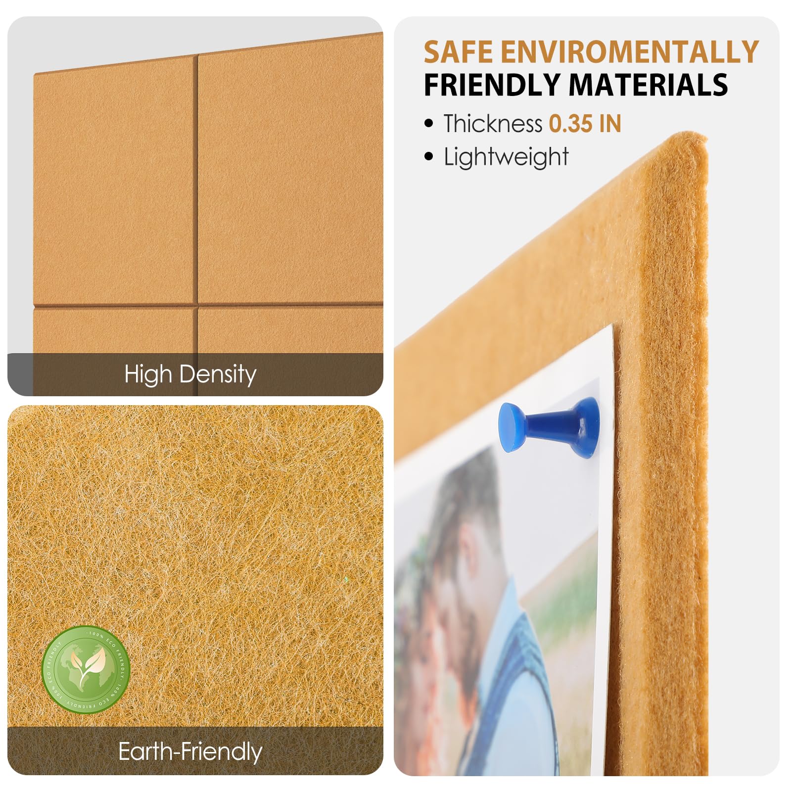 Bacheca In Sughero Con Cornice In Legno 40x30 Cm | Lavagna Appunti Multifunzionale Per Casa, Ufficio E Scuola Con Puntine Incluse - 2