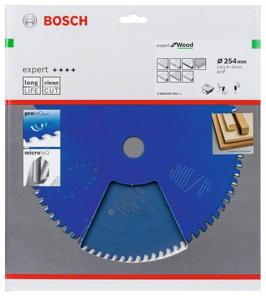 Bosch 2608644343 - Lame de Scie Circulaire Expert pour Wood, 254 x 30 x 2,6 mm, 80D - 8