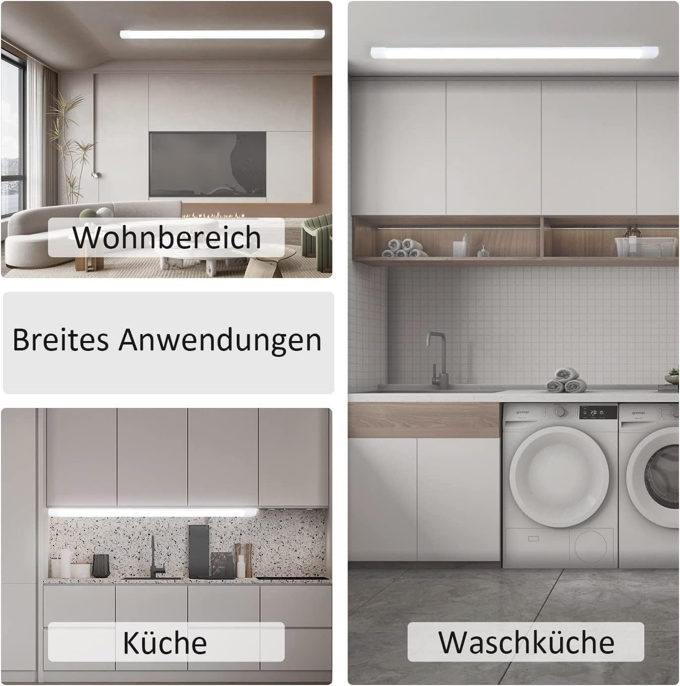 NETTLIFE Lámpara de techo LED 120 CM 36W Tubo de luz para habitación húmeda 4000K Lámpara de sótano Blanco neutro Ángulo de haz largo 180° - 9