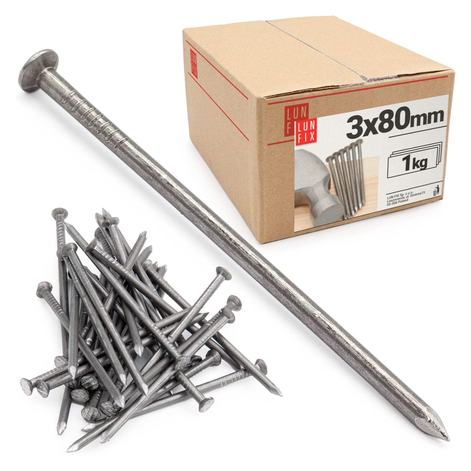 Gwoździe budowlane 3x80 mm czarne gładkie krokwiowe 1 kg ok. 220szt.