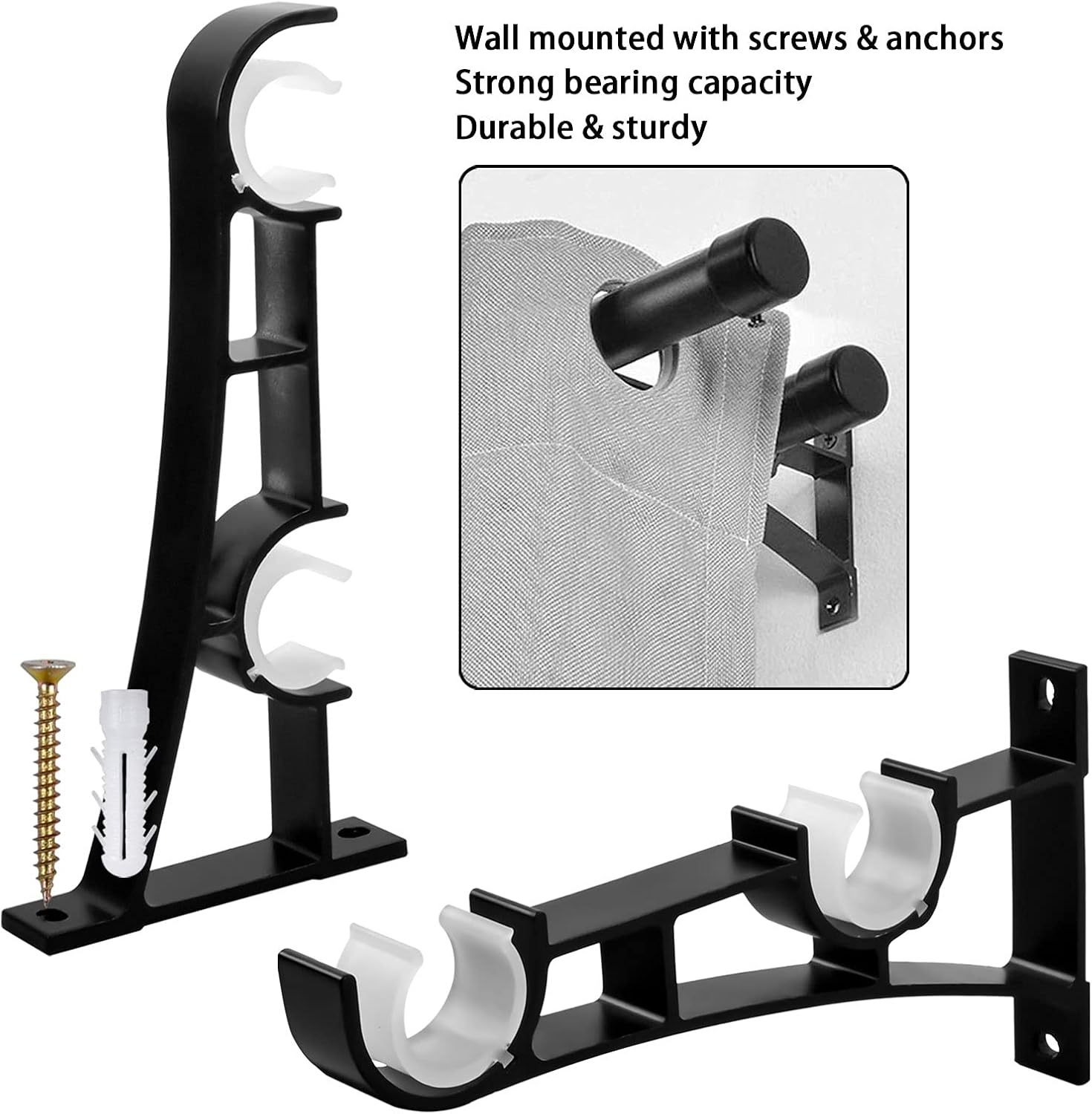 Supports de tringle à rideaux en alliage d'aluminium pour double ...