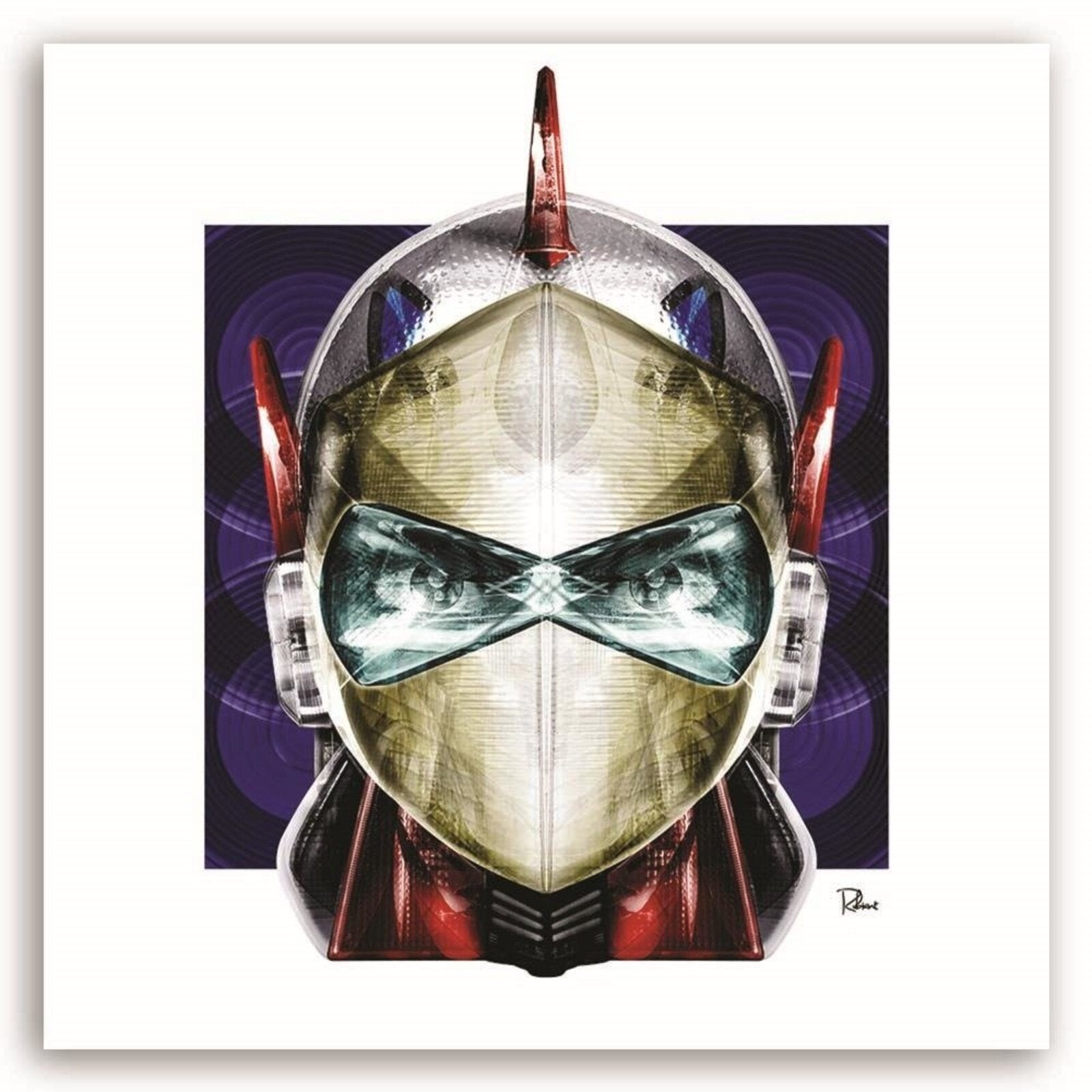 Tableau bois Portrait de Actarus Goldorak - 60 x 60 cm - 2