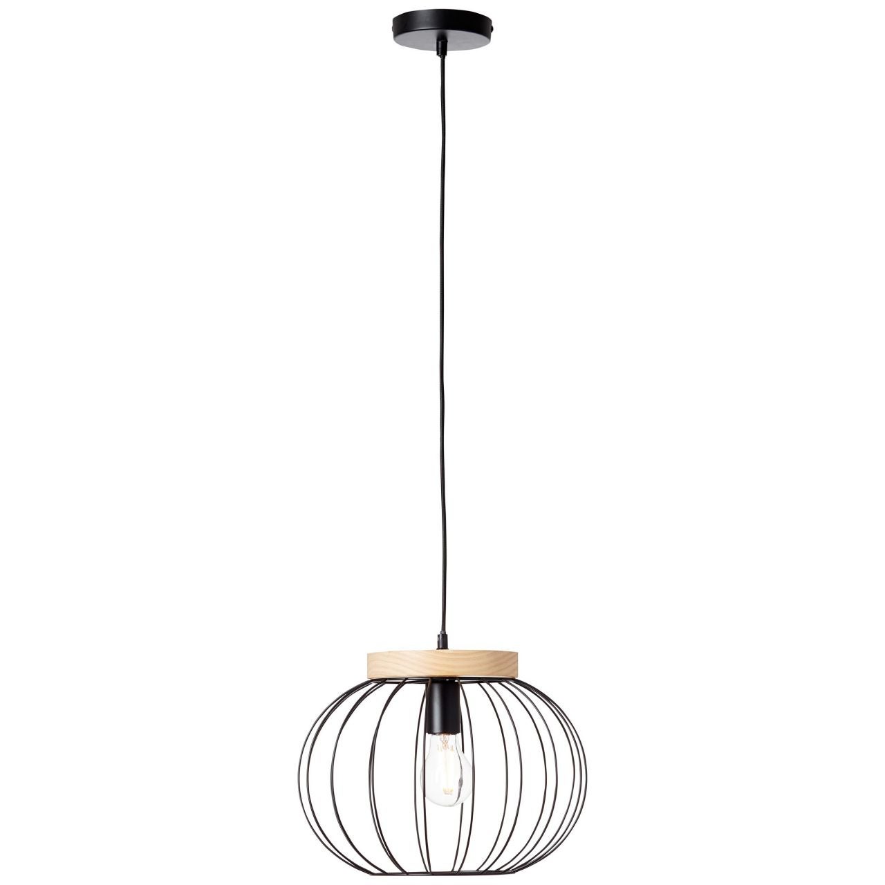Brilliant lampa ścienna Benny czarny mat/naturalny brąz aluminium 1x A60, E27, 40 W