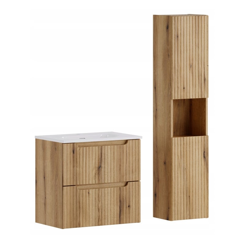 Zestaw łazienkowy Nova 60 cm dąb coast evoke z umywalką i słupkiem
