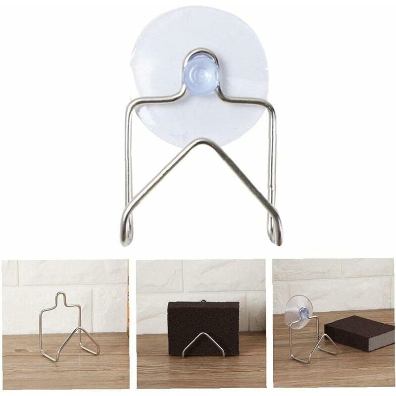 Uchwyt na gąbkę ze stali nierdzewnej z przyssawką, szczotka do odpływu kuchennego, uchwyt na mydelniczkę, ociekacz do naczyń