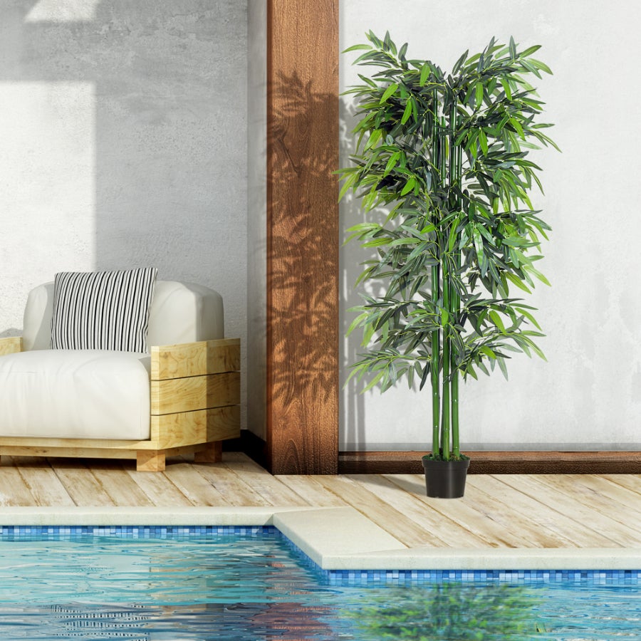 Plante artificielle 180 cm – Bambou réaliste avec pot, décoration intérieure et extérieure, facile d'entretien - 3