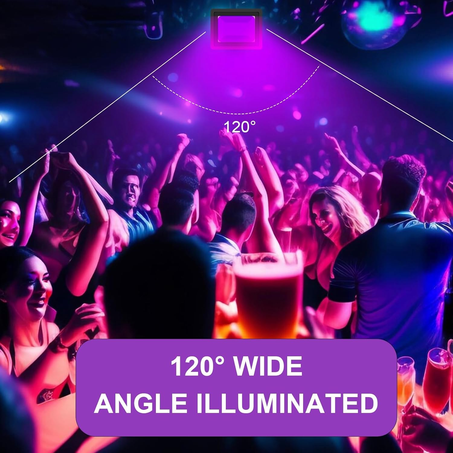 Projecteurs Lumière Noire LED 5W LOT 2 - UV 395nm Pour Fêtes Et Décoration